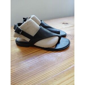 VIONIC Ella Toe Loop Sandal Black Leather Slingback Orthotic Flat  5M Boho
